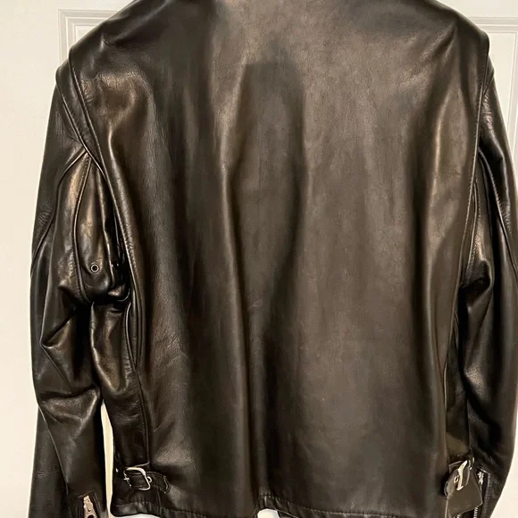 Men’s Schott Genuine Black Leather Motorcycle Jacket with fur liner in size 44